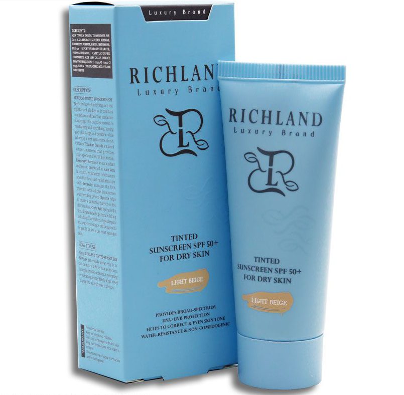 -رنگی-پوست-خشک-ریچلند-SPF50-حجم-40-میلی-لیتر-e1729765563207.jpg ضدآفتاب رنگی پوست خشک بژ روشن ریچلند حجم ۴۰میل - Image 1